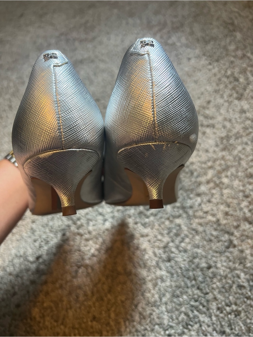 Sam Edelman Franci Pointed Kitten Heel Pumps in Metallic Silver - Picture 5 of 7